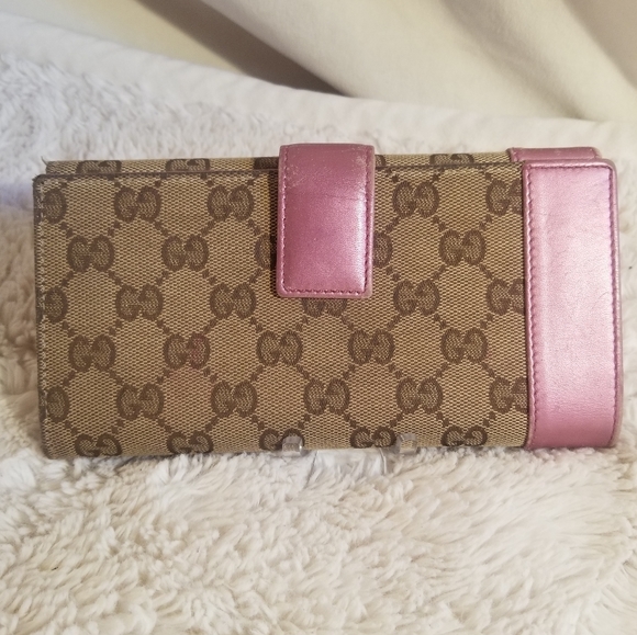 Gucci Canvas Guccisima Metallic Pink Wallet - Picture 2 of 16